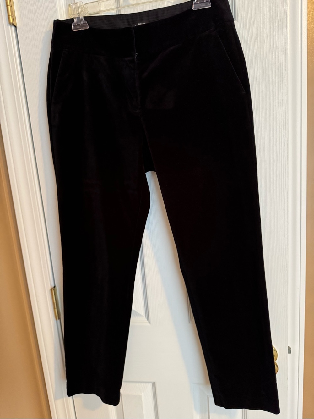 LOFT Black Velvet Straight-Leg Pants